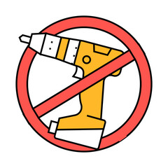 do not drill assembly furniture line icon vector. do not drill assembly furniture sign. isolated symbol illustration
