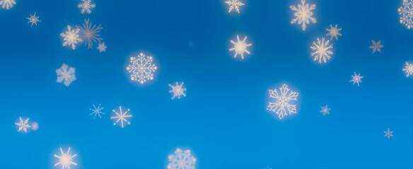 Falling Snowflakes on Blue Sky