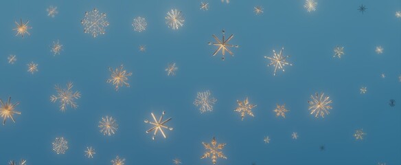 Winter Wonderland - Snowflakes Falling on Blue