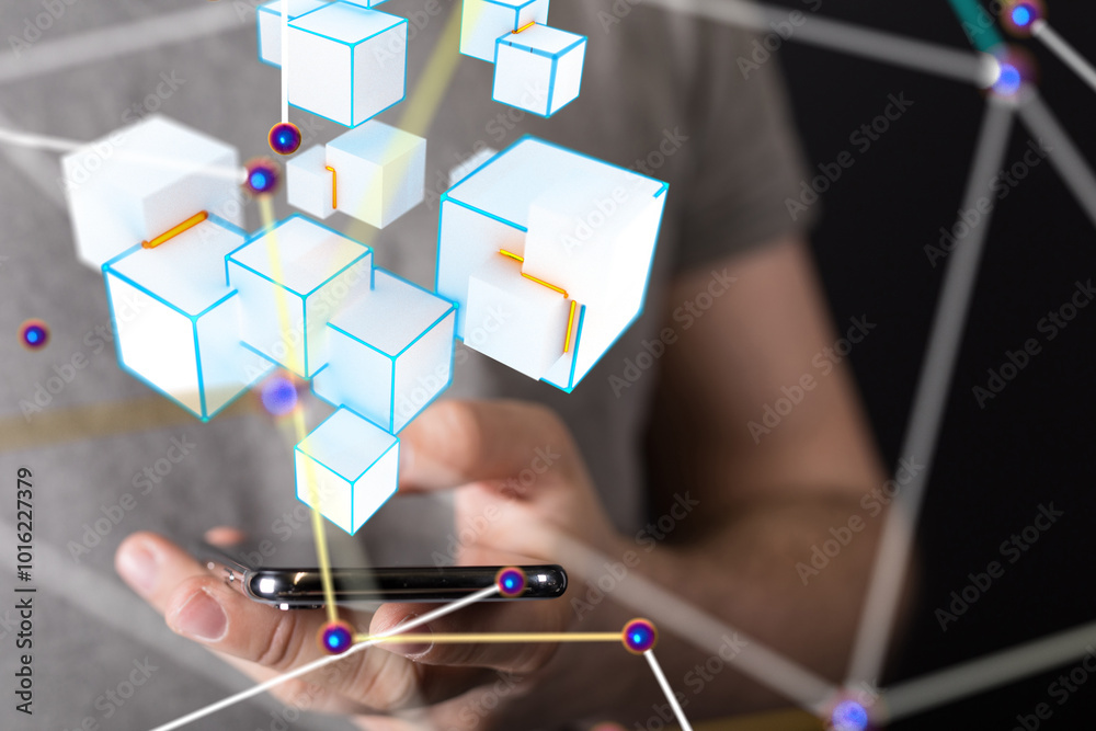 Poster conference digital network and data concept 3d