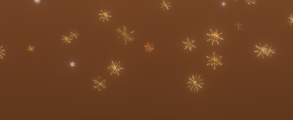 Golden Snowflakes on a Brown Background