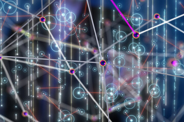 Neural network 3D illustration. Big data and cybersecurity - 3d