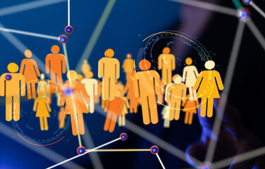 Abstract technology group and data 3d