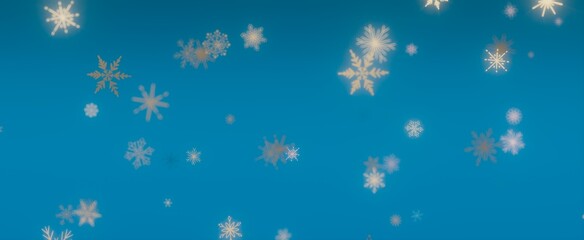 Snowflakes Falling on a Blue Sky