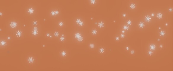 Falling Snowflakes on Brown Background