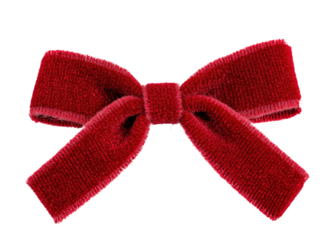 Rote Samtbandschleife isoliert auf schwarzem Hintergrund für Feiertagsdekoration und Basteln