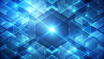 Obraz premium Abstract Geometric Pattern with Glowing Blue Hexagons and Starburst Light