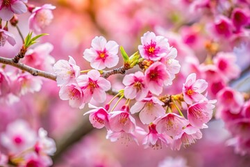 Fototapeta premium Macro photography of cherry blossom sakura with blurred background in Taipei Taiwan