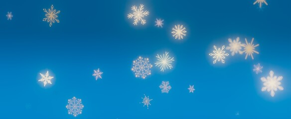 Snowflakes Falling on a Blue Sky