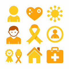 Minimalist childhood cancer awareness icons for health and support projects