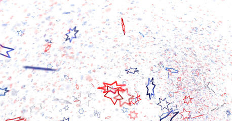 Confetti - Festive background with confetti in the shape of Confetti in the color of the American flag.