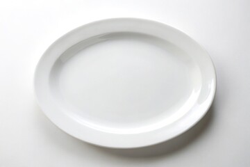Elegant White Oval Empty Plate Isolated on Clean Background for Culinary and Dining Photography