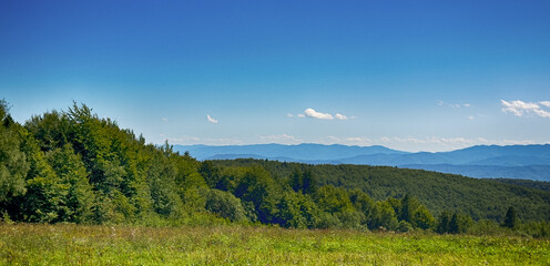 The landscape of Carpathian Mountains in the cloudy weather. Perfect weather condition in the summer season