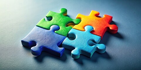 Fototapeta premium Four Puzzle Pieces Icon Template for Business and Website Design - Infographics and Mobile App Layout