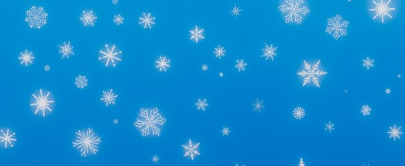 Falling Snowflakes on a Blue Sky