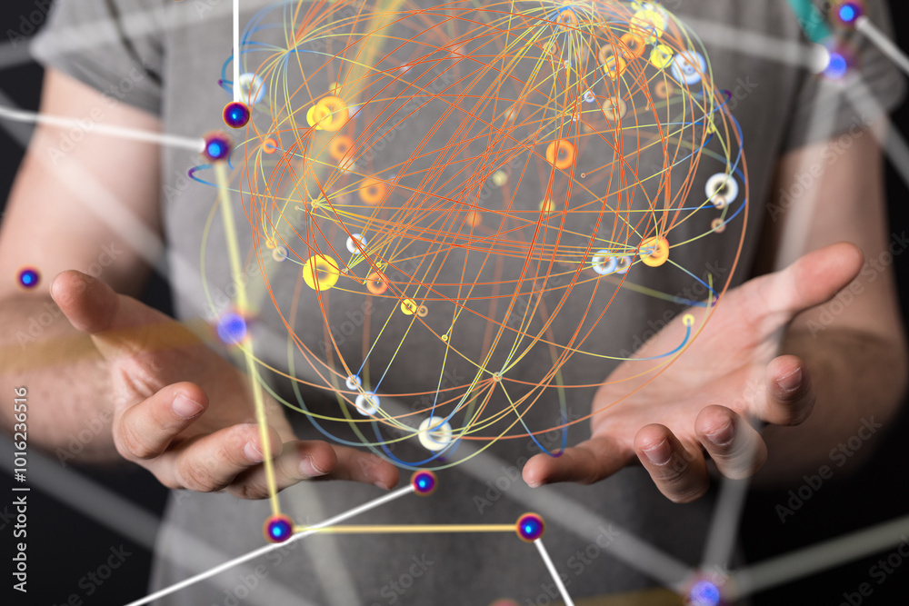Poster conference digital network and data concept 3d
