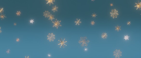 Falling Snowflakes on a Blue Sky