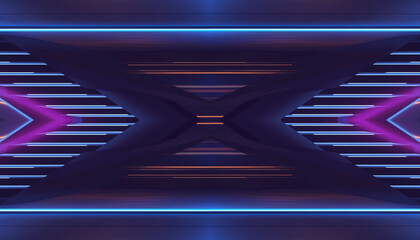 Abstract neon background with rays and spotlights.