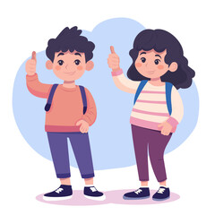 Cute boy and girl giving thumbs up