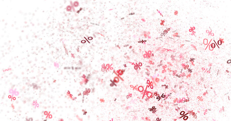 Blurred sale percent rain background. 3d transparent PNG