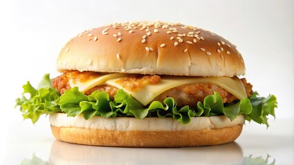 Grilled chicken sandwich on sesame seed bun with lettuce