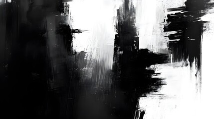 Fototapeta premium Abstract Black and White Brush Strokes Background Texture