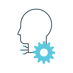 Human Brain and AI for Smart Problem Solving Vector Icon Design, artificial intelligence, tech innovation