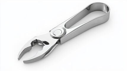 Obraz premium Metal can opener isolated on white background realistic kitchen tool durable stainless steel design for easy can opening.. Generative AI