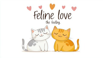 Two adorable cats expressing affection with hearts in a sweet illustration about feline love