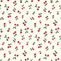 red cherry seamless pattern. wrapping paper, wallpapers, backgrounds