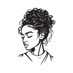 Woman with messy bun hair vector