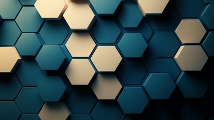 Fototapeta premium Abstract blue hexagon background with geometric shapes
