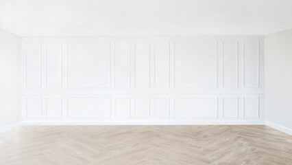 Modern Scandinavian and minimalist living room interior. White empty room. Scandinavian interior design.