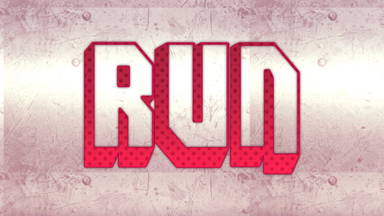 Cute 3d bold outline pink word design of Run on white background.