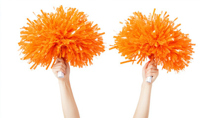 Two cheerleaders raise their pom-poms in a dynamic display of energy and unity. This image symbolizes teamwork, school spirit, enthusiasm, and the power of collective motivation in achieving success