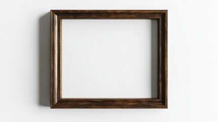 Square wooden picture frame on a plain white background realistic rendering. Generative AI