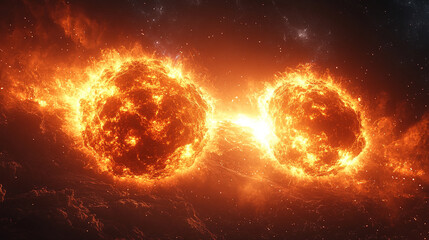 Two proton particles collide on a black background, symbolizing high-energy physics, particle collisions, and subatomic interactions. The image represents the unseen forces shaping the universe's fund