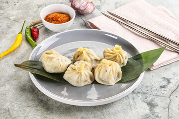 Chinese traditional steamed dumpligs momo