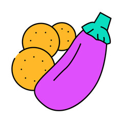 sliced round eggplant line icon vector. sliced round eggplant sign. isolated symbol illustration