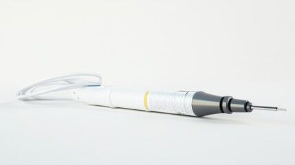 Fototapeta premium Wound treatment device with a sleek design on a white background medical tool advanced technology sterile equipment isolated realistic rendering stock photo for healthcare. Generative AI