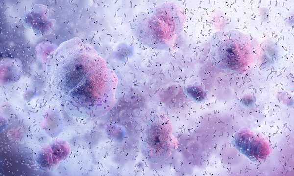 Gardnerella vaginalis bacteria 3D microscopic view. Rod-shaped organisms clusters, vaginal tissue scientific background. Bacterial vaginosis disease, pelvic inflammatory, vaginal flora, women's health