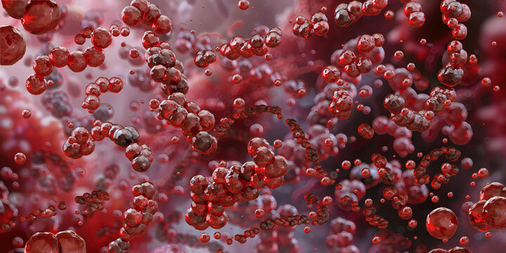 Group B Streptococcus bacteria, 3D microscopic image. Bacteria cocci in chains, pathogen GBS bacterium. Serious infections in newborns, infants,pregnant women. Coccus bacterium microbiology science 3D