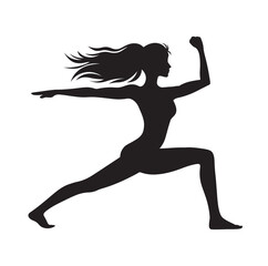 Yoga pose silhouette vector art illustration isolated on white background.