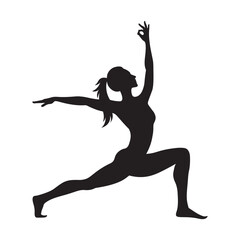Yoga pose silhouette vector art illustration isolated on white background.