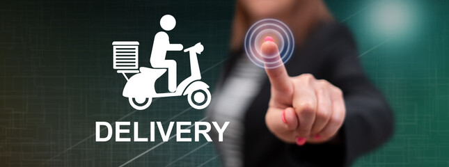 Woman touching a delivery concept
