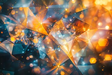 Abstract background with geometric shapes, light, and bokeh.