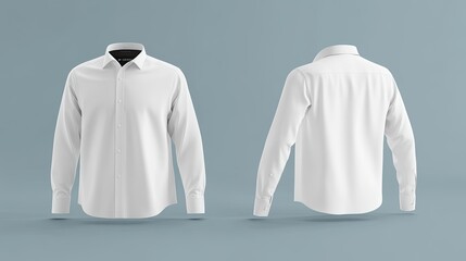 Mens classic black shirt with long sleeves and pockets on chest in half turn front