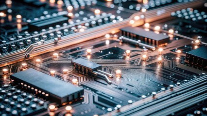 Naklejka premium Abstract Network Technology Background in Macro Photography for Stunning Visuals