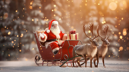 Santa Claus sitting on sleigh