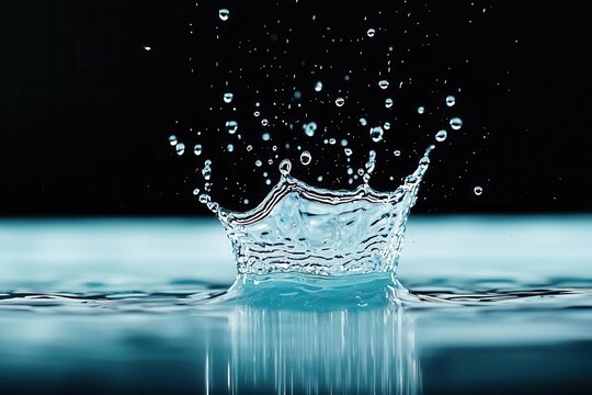 Water droplets splashing in slow motion, each droplet representing the potential energy of water, water splash, power in motion